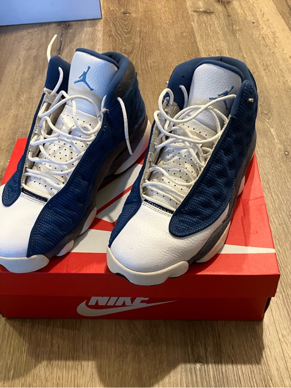 Jordan Retro 13 “Brave Blue” White and Navy Low Basketball Sneakers